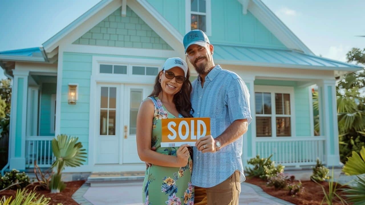 couple in front of a house after buying it with a dscr loan