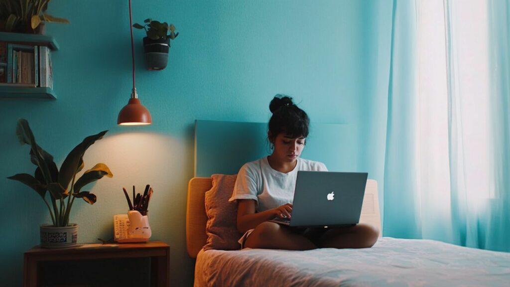 a determined individual researching alternative repayment options on a laptop after being denied loan forgiveness