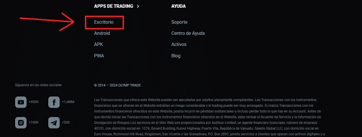 Guía para descargar OlympTrade