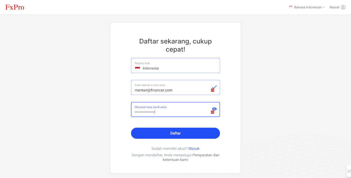 Cara daftar fxpro